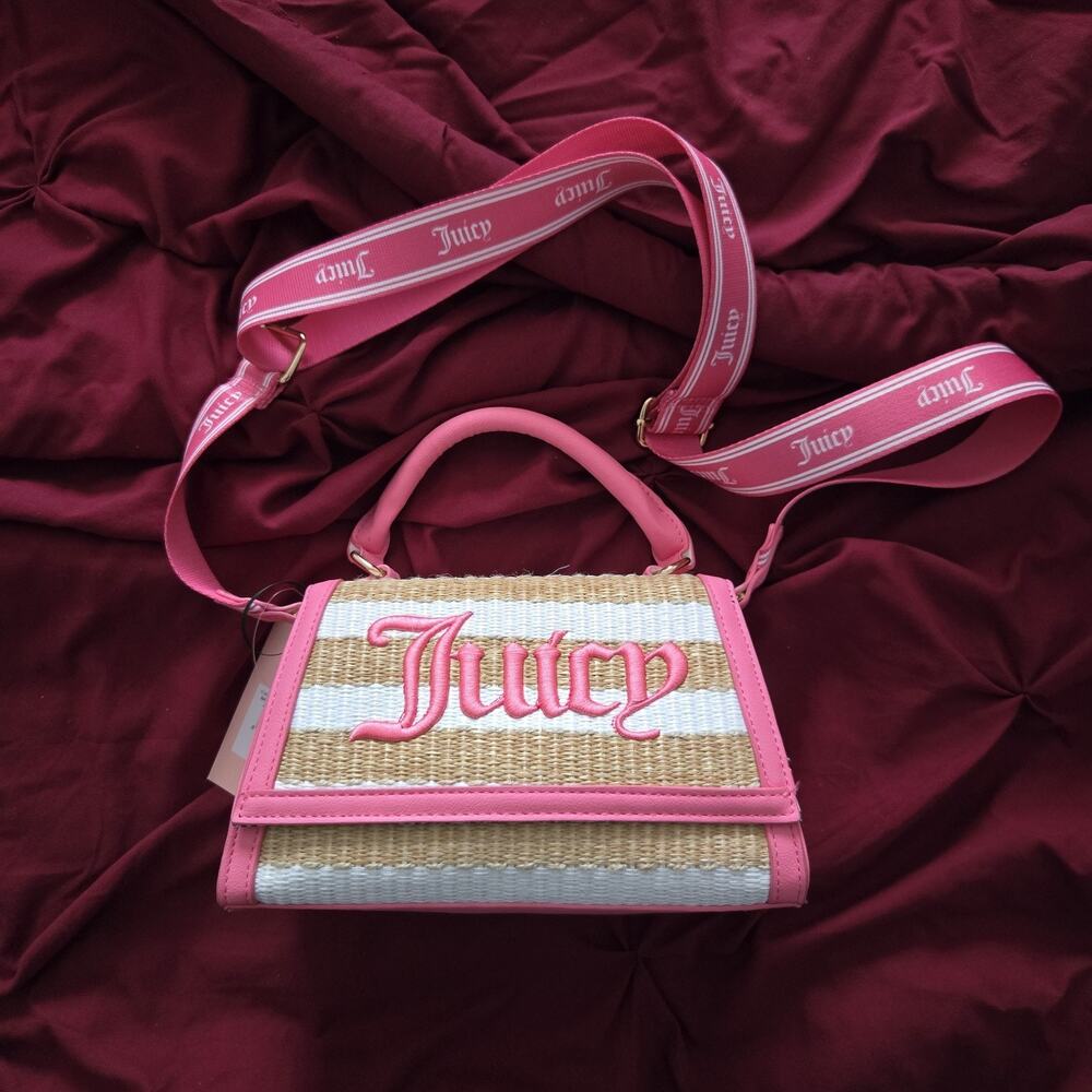 NEW Juicy Couture Juicy Gelato Crossbody Bag Natural White Pink Lemonade